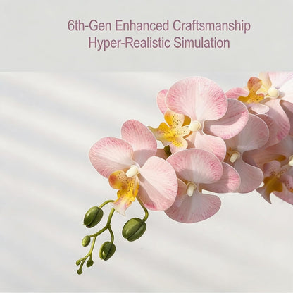 37.4 Inch Real Touch Faux Orchid, 9 Flower Single Stem, 2 Pcs(Light Pink)