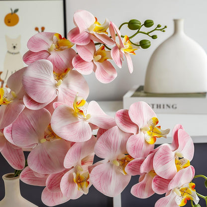 37.4 Inch Real Touch Faux Orchid, 9 Flower Single Stem, 2 Pcs(Light Pink)