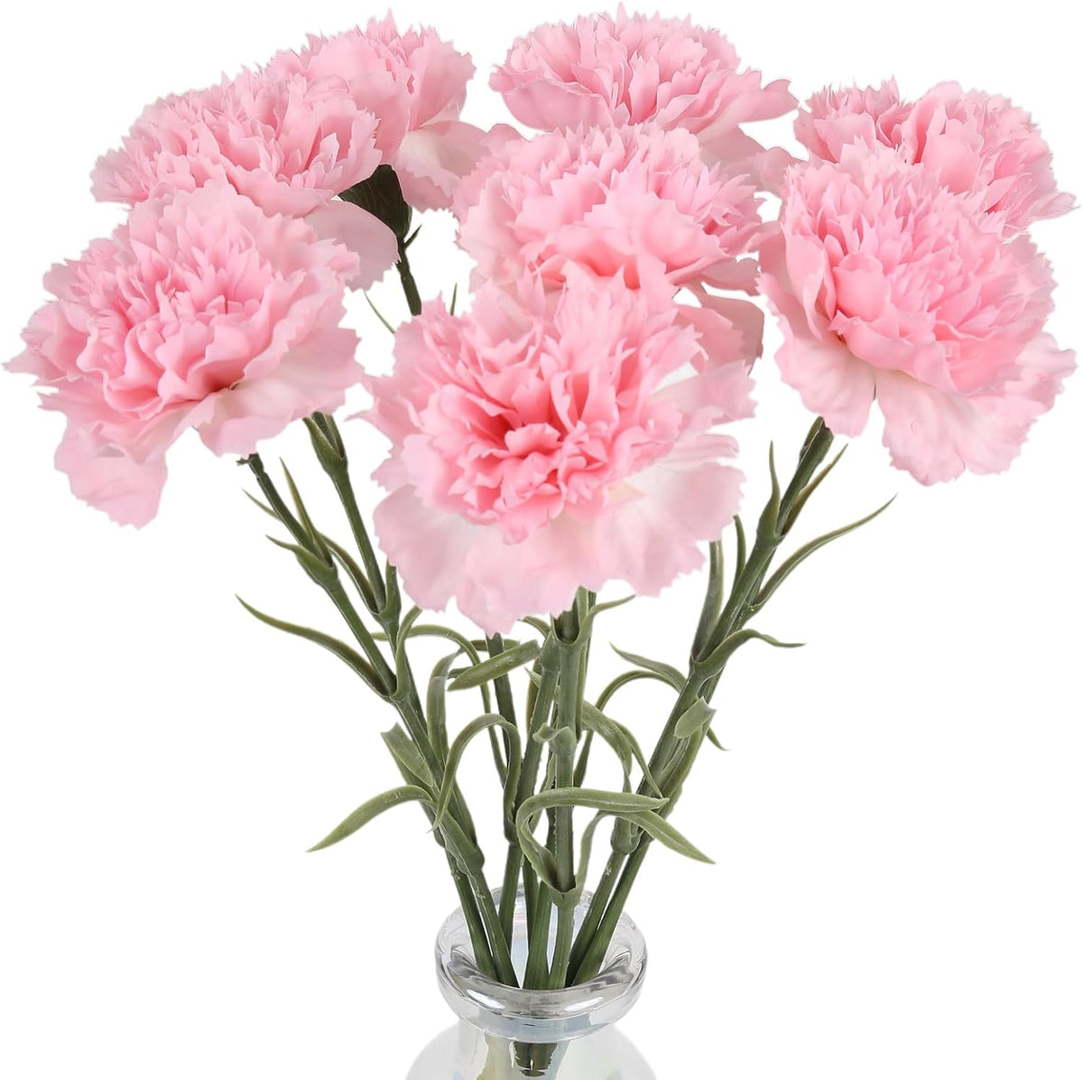 Pink Carnations Artificial Flowers 8pcs Real Touch Carnation Flowers Silk Flowers with Stems for Wedding Bouquets for Bridal Home Table Centerpieces Floral Arrangements (Pink)
