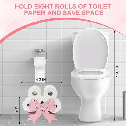 Light Pink Bow Bathroom Decor Pink Toilet Paper Holder 8 Rolls