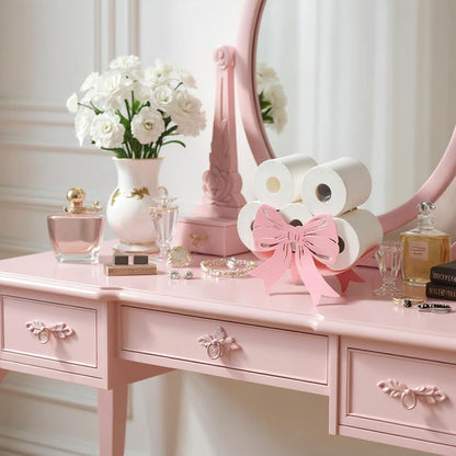 Light Pink Bow Bathroom Decor Pink Toilet Paper Holder 8 Rolls