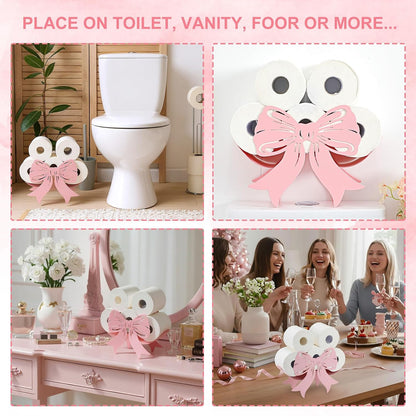 Light Pink Bow Bathroom Decor Pink Toilet Paper Holder 8 Rolls