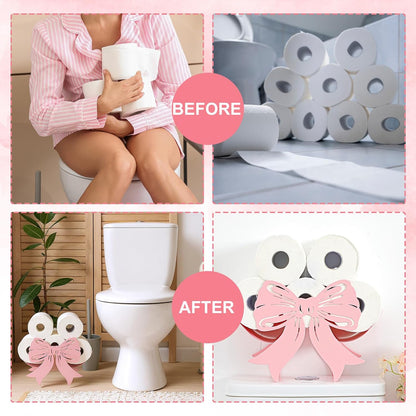 Light Pink Bow Bathroom Decor Pink Toilet Paper Holder 8 Rolls