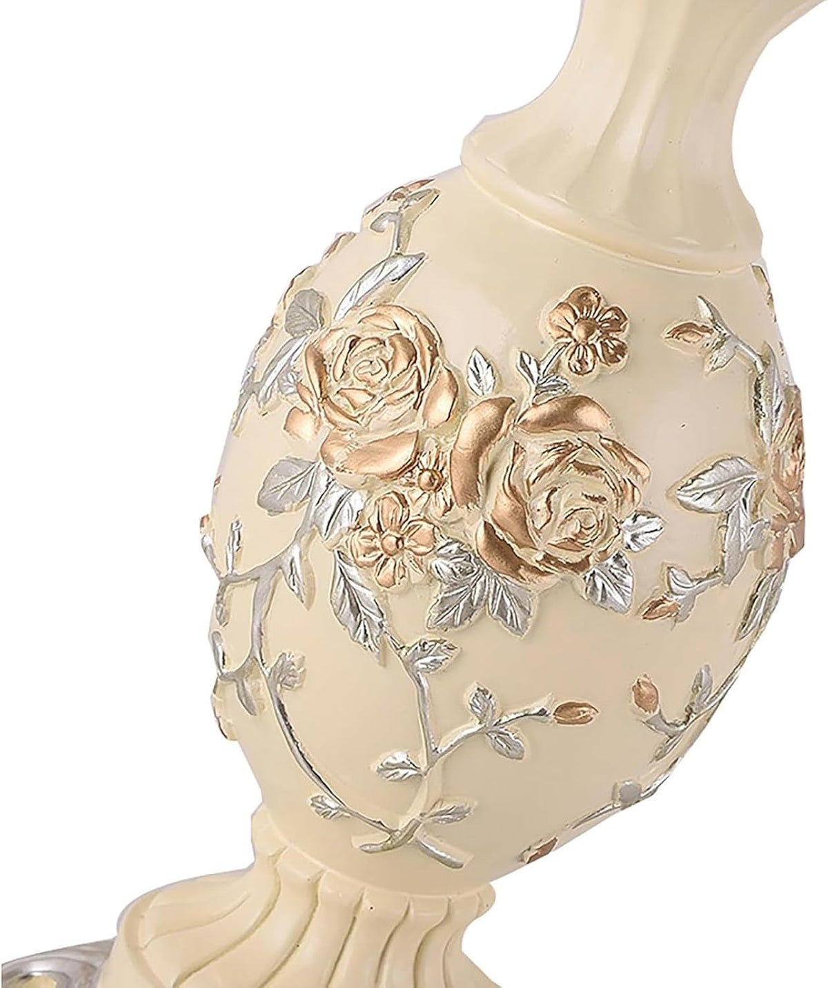 Pink Victorian Style Table Lamp,European Style Pastoral Desk Lamp with Fabric Shade,Antique Flower Decorative Bedside Table Light with Button Switch for Bedroom Livingroom