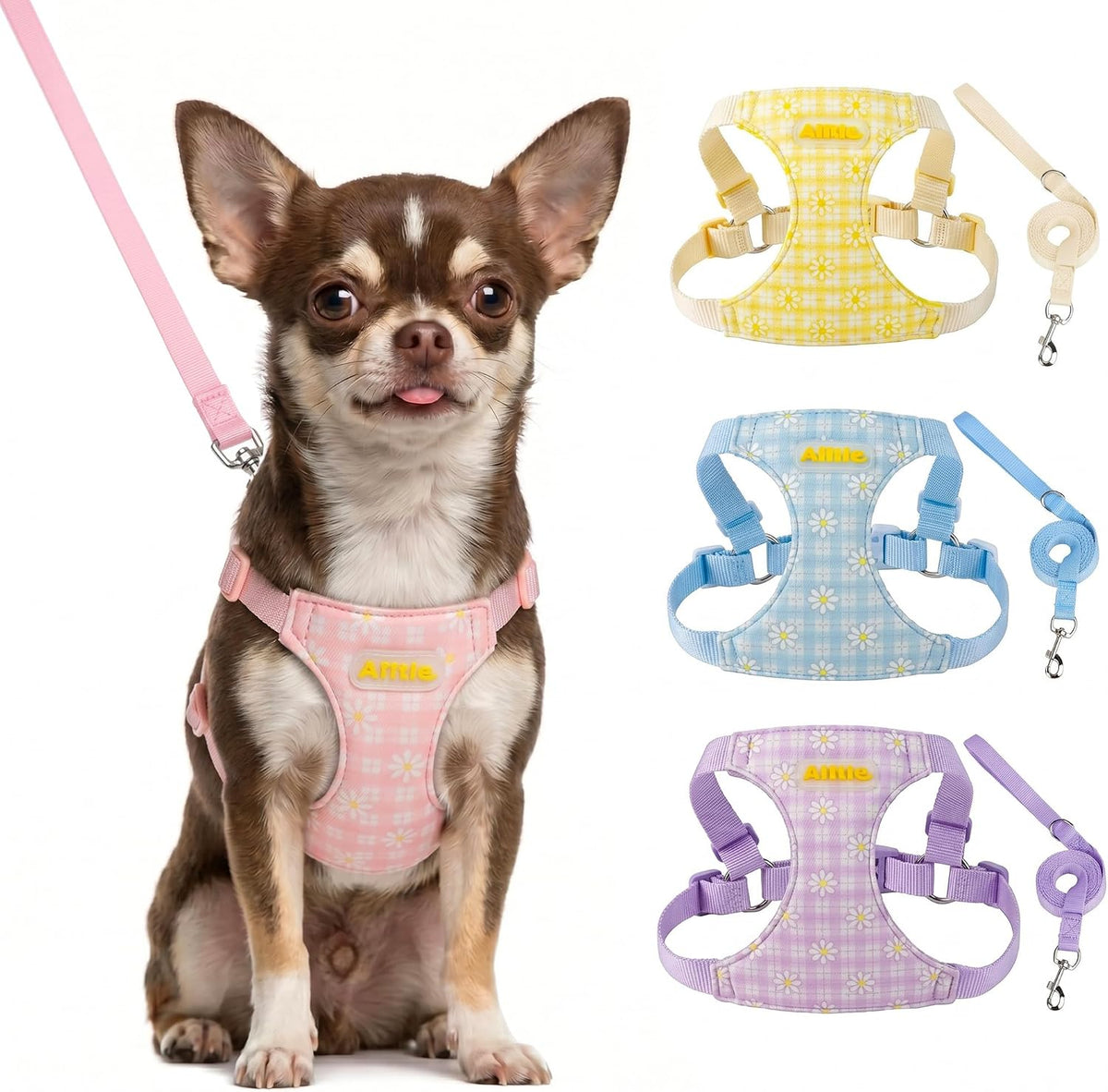 AIITLE Small Dog Harness and Leash Set No-Pull Adjustable Vest, Pink S