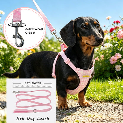 AIITLE Small Dog Harness and Leash Set No-Pull Adjustable Vest, Pink S