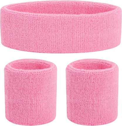 Kids Sweatbands Toddler Headband Wristband Set - Athletic Cotton Baby Sweat Band for Kids Youth Baby (1 Headband + 2 Wristbands)