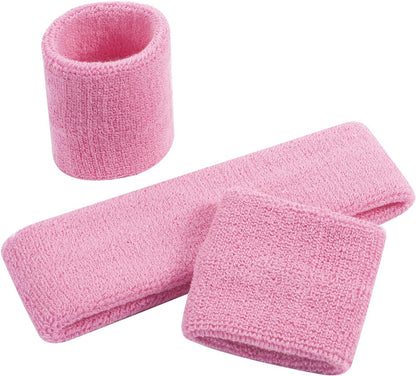Kids Sweatbands Toddler Headband Wristband Set - Athletic Cotton Baby Sweat Band for Kids Youth Baby (1 Headband + 2 Wristbands)