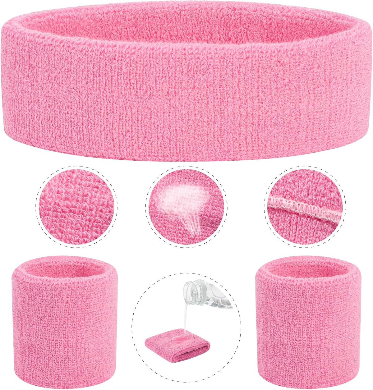 Kids Sweatbands Toddler Headband Wristband Set - Athletic Cotton Baby Sweat Band for Kids Youth Baby (1 Headband + 2 Wristbands)