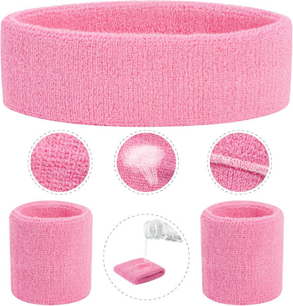 Kids Sweatbands Toddler Headband Wristband Set - Athletic Cotton Baby Sweat Band for Kids Youth Baby (1 Headband + 2 Wristbands)