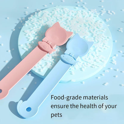 Tail-Shaped Cat Treat Dispenser - Squeeze Spoon for Wet Food & Cat Strips, Multi-Purpose Pet Food Can Accessory, Easy Clean (Pink)