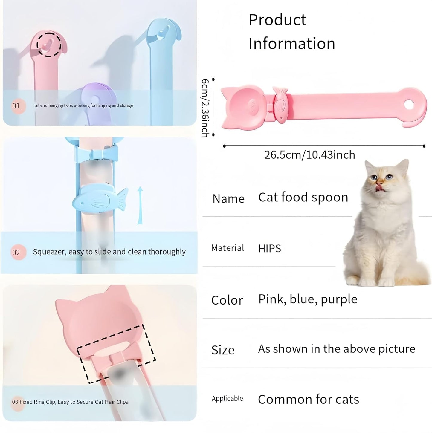 Tail-Shaped Cat Treat Dispenser - Squeeze Spoon for Wet Food & Cat Strips, Multi-Purpose Pet Food Can Accessory, Easy Clean (Pink)