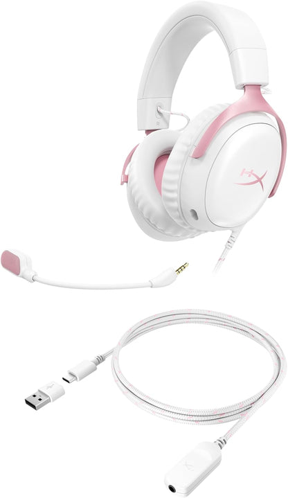 Cloud III – Wired Gaming Headset, PC, PS5, Xbox Series X|S, Angled 53mm Drivers, Memory Foam, Durable Frame, Ultra-Clear 10mm Mic, USB-C, USB-A, 3.5mm – Pink