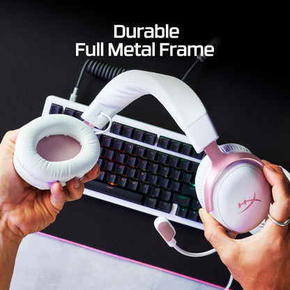 Cloud III – Wired Gaming Headset, PC, PS5, Xbox Series X|S, Angled 53mm Drivers, Memory Foam, Durable Frame, Ultra-Clear 10mm Mic, USB-C, USB-A, 3.5mm – Pink