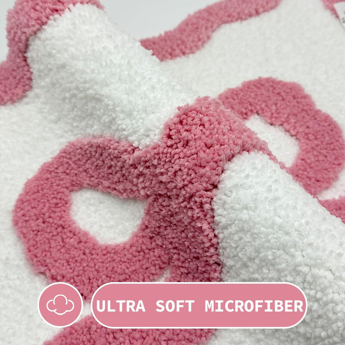 Pink Bow Bathroom Rugs Cute Scalloped Bow Bath Mat, 24" x 35"