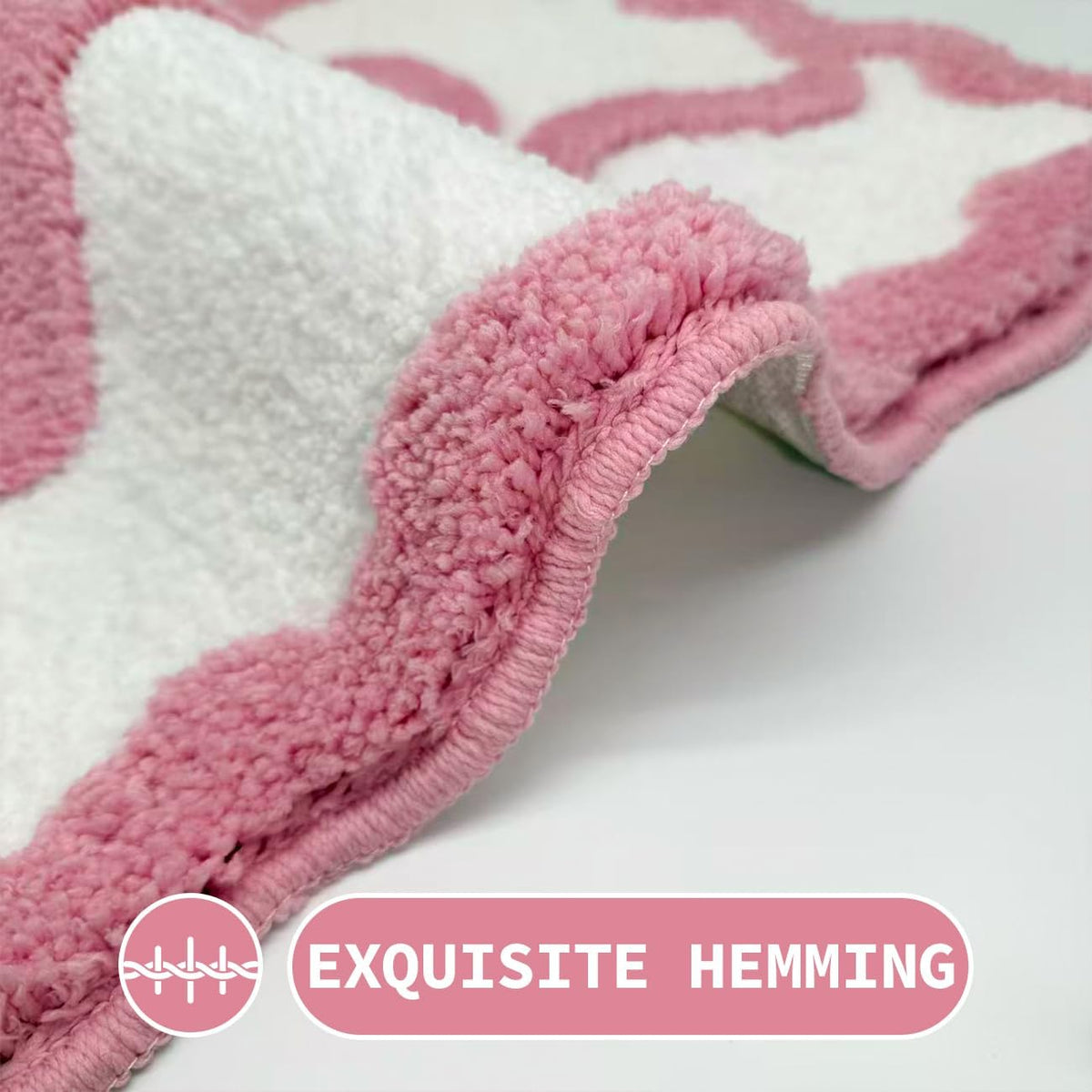 Pink Bow Bathroom Rugs Cute Scalloped Bow Bath Mat, 24" x 35"