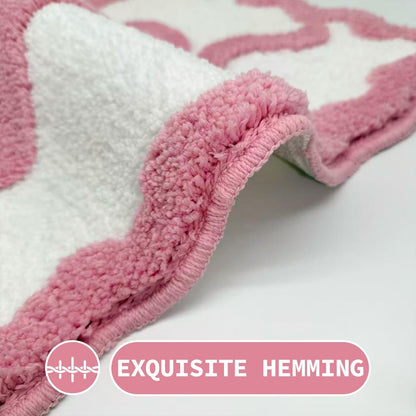 Pink Bow Bathroom Rugs Cute Scalloped Bow Bath Mat, 24" x 35"