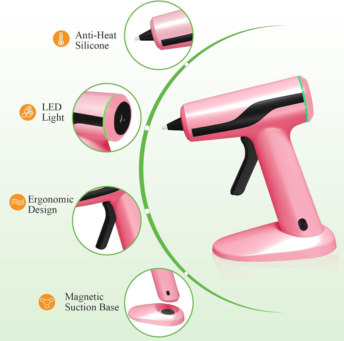 Cordless Hot Glue Gun Kit, USB-C Rechargeable Mini Pink Glue Gun
