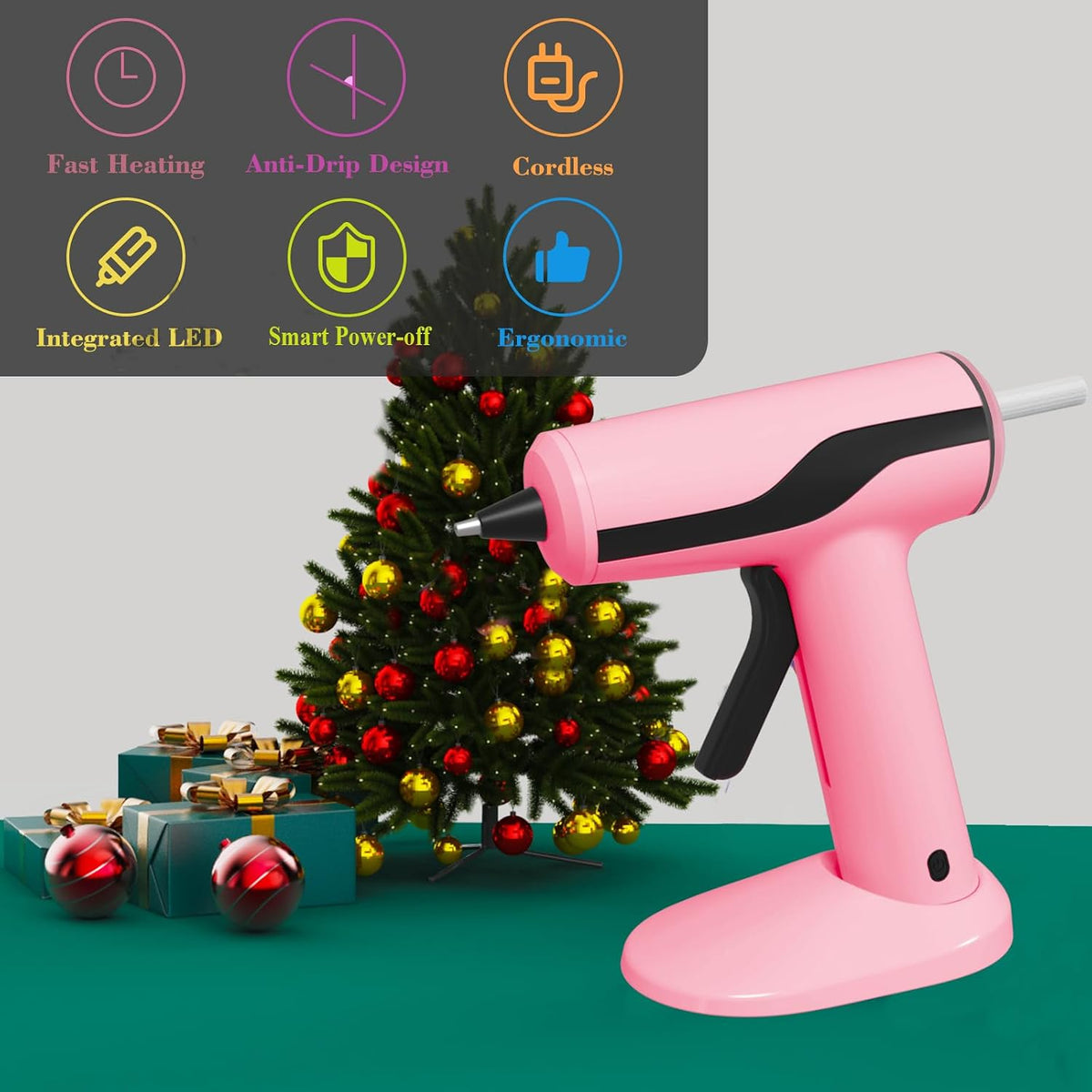 Cordless Hot Glue Gun Kit, USB-C Rechargeable Mini Pink Glue Gun