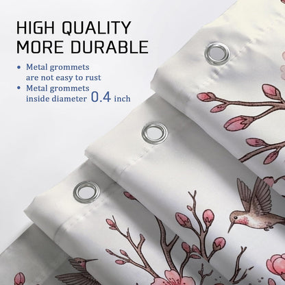 Cherries Blossom Shower Curtain, Spring Natural Bird Branch Spring Peach Polyester Waterproof Decorative Bathroom Curtain for Bathroom Toile Guest Room Decor 72x84 Inch