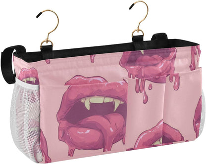 Bright Pink Lips Mouths Bedside Caddy Bedside Organizer Bedside Storage Caddy College Dorm Bed Accessories