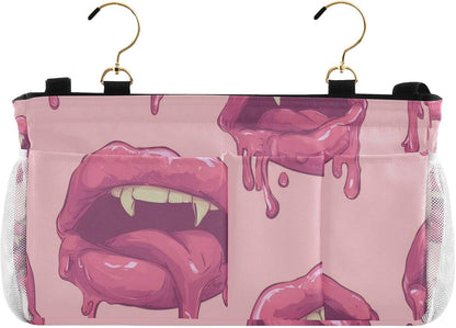 Bright Pink Lips Mouths Bedside Caddy Bedside Organizer Bedside Storage Caddy College Dorm Bed Accessories