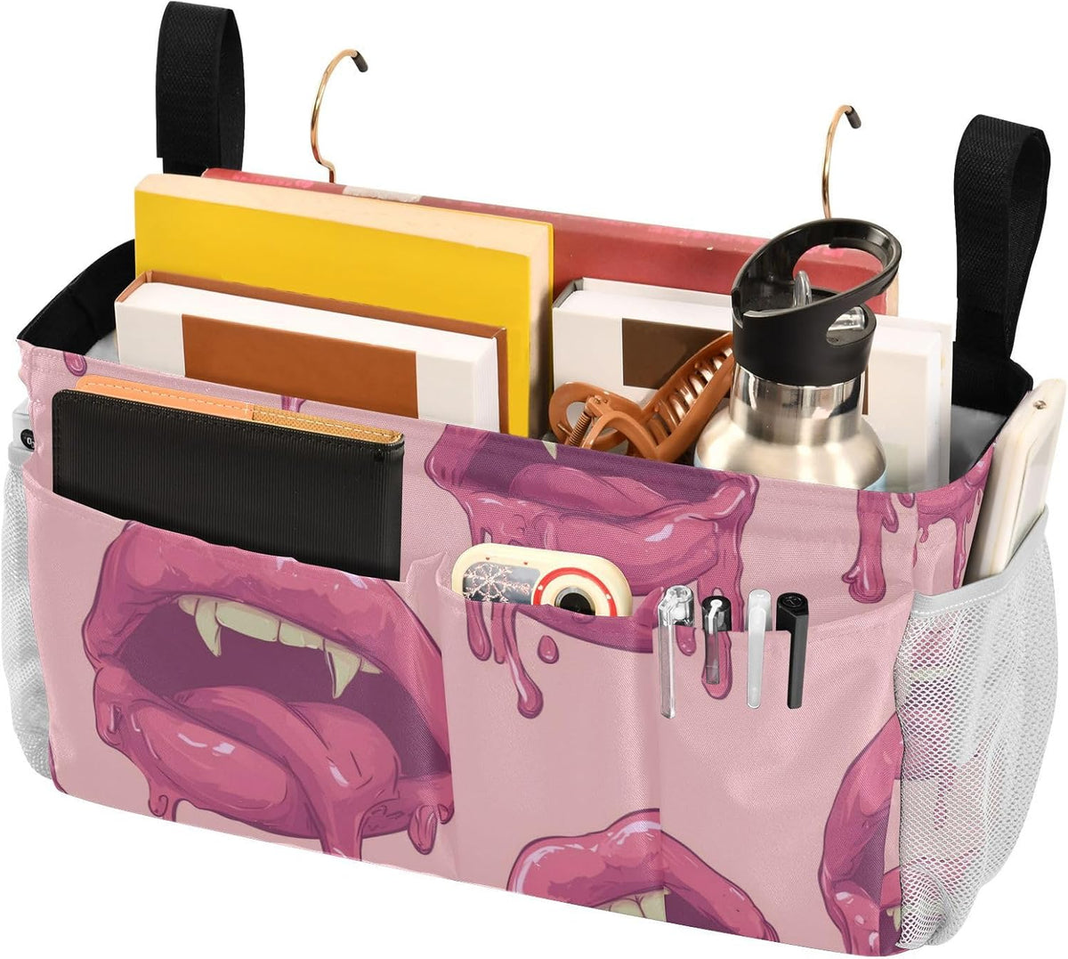 Bright Pink Lips Mouths Bedside Caddy Bedside Organizer Bedside Storage Caddy College Dorm Bed Accessories