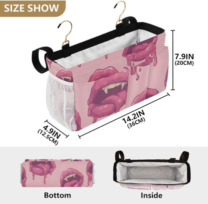 Bright Pink Lips Mouths Bedside Caddy Bedside Organizer Bedside Storage Caddy College Dorm Bed Accessories