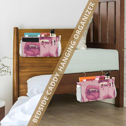 Bright Pink Lips Mouths Bedside Caddy Bedside Organizer Bedside Storage Caddy College Dorm Bed Accessories