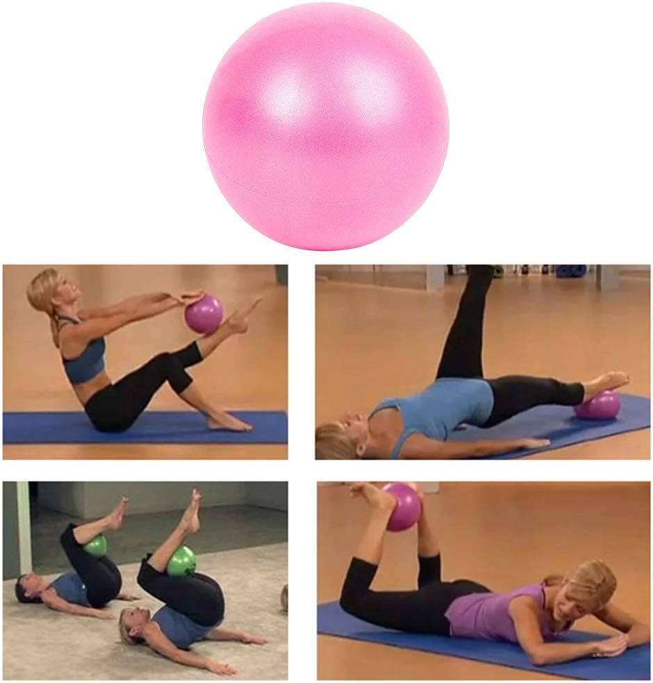 PVC Yoga Ball Mini Fitness Ball 25cm Explosion Proof Non Slip Balance Exercise for Home Office Gym Workouts Strengthen Core Improve Flexibility Lightweight Portable (Pink)
