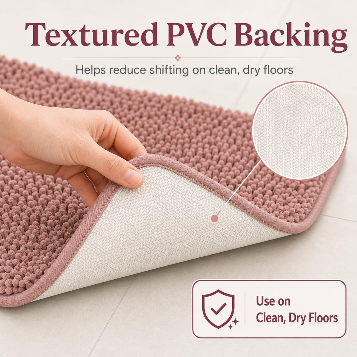Chenille Bathroom Rugs Set 3 Piece Bath Mats for Bathoom Non-Slip Luxury Bathroom Rug Extra Soft and Absorbent Shaggy Rugs Washable Dry Plush Area Carpet