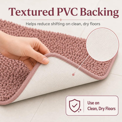 Chenille Bathroom Rugs Set 3 Piece Bath Mats for Bathoom Non-Slip Luxury Bathroom Rug Extra Soft and Absorbent Shaggy Rugs Washable Dry Plush Area Carpet