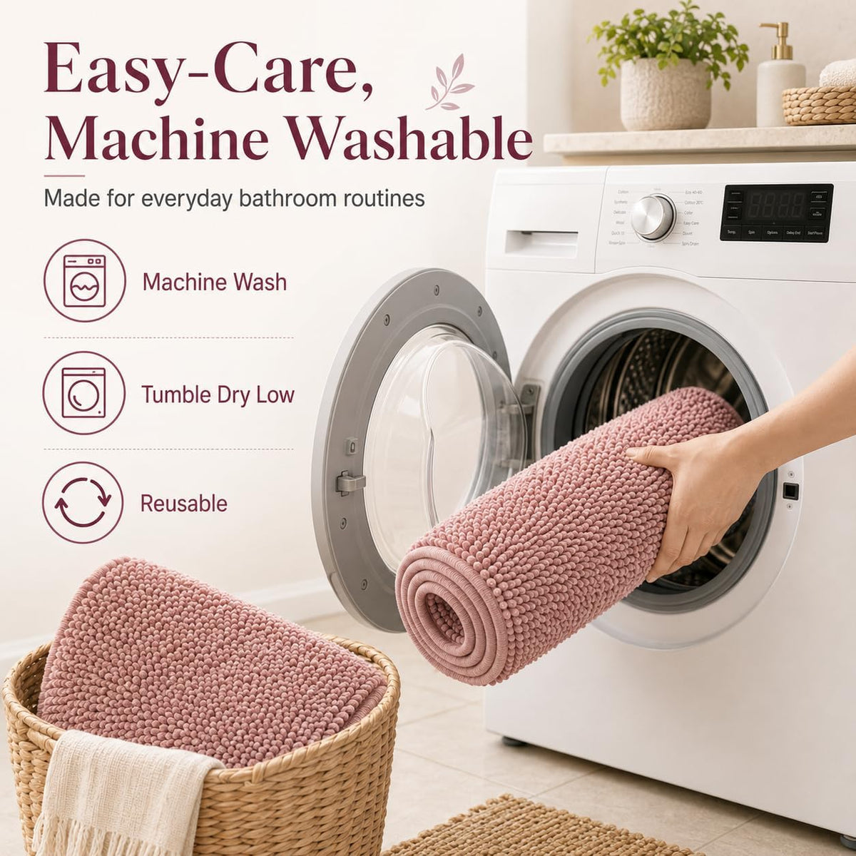 Chenille Bathroom Rugs Set 3 Piece Bath Mats for Bathoom Non-Slip Luxury Bathroom Rug Extra Soft and Absorbent Shaggy Rugs Washable Dry Plush Area Carpet