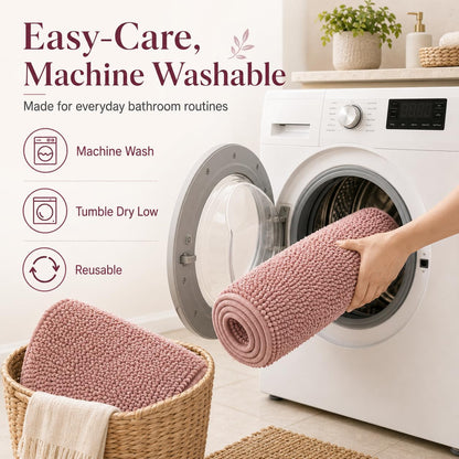 Chenille Bathroom Rugs Set 3 Piece Bath Mats for Bathoom Non-Slip Luxury Bathroom Rug Extra Soft and Absorbent Shaggy Rugs Washable Dry Plush Area Carpet