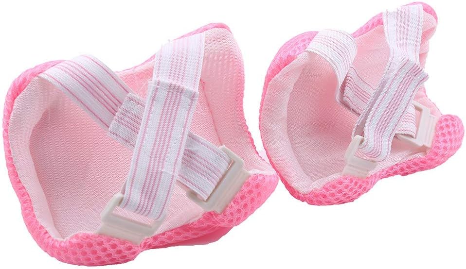 Knee Pad and Elbow Pad Set, 7pcs Safeguard Pads Youth Protective Gear Sports Equipment for Skating Skateboard Scooter Bike Roller, Pink