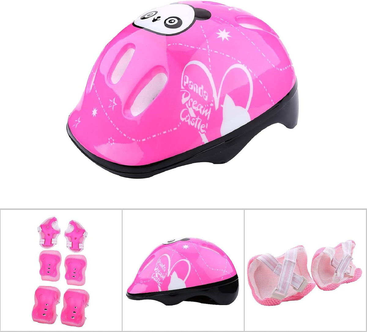 Knee Pad and Elbow Pad Set, 7pcs Safeguard Pads Youth Protective Gear Sports Equipment for Skating Skateboard Scooter Bike Roller, Pink