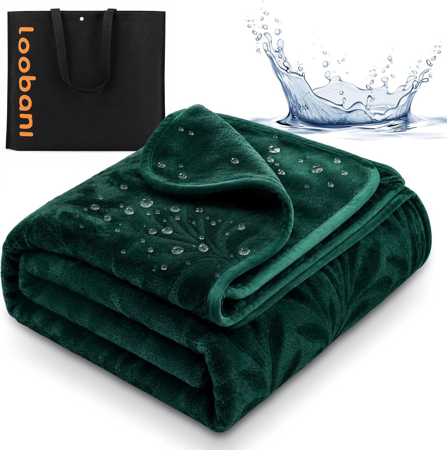 LOOBANI Waterproof Blanket for Bed: Soft Flannel Love Blanket 60"x80" for Twin Size Bed, Stain & Leak Proof Sofa Protector Waterproof Dog Blanket for Pets, Includes a Storage Bag