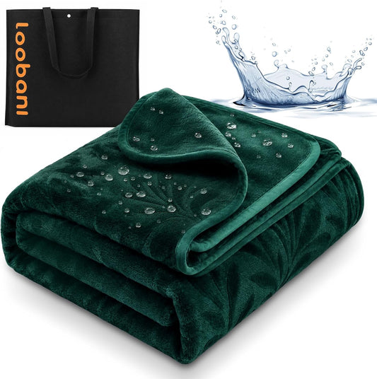 LOOBANI Waterproof Blanket for Bed: Soft Flannel Love Blanket 60"x80" for Twin Size Bed, Stain & Leak Proof Sofa Protector Waterproof Dog Blanket for Pets, Includes a Storage Bag