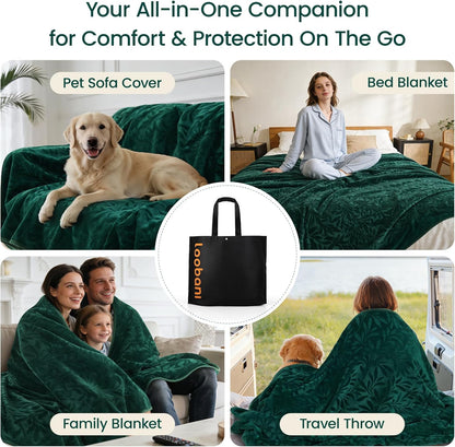 LOOBANI Waterproof Blanket for Bed: Soft Flannel Love Blanket 60"x80" for Twin Size Bed, Stain & Leak Proof Sofa Protector Waterproof Dog Blanket for Pets, Includes a Storage Bag