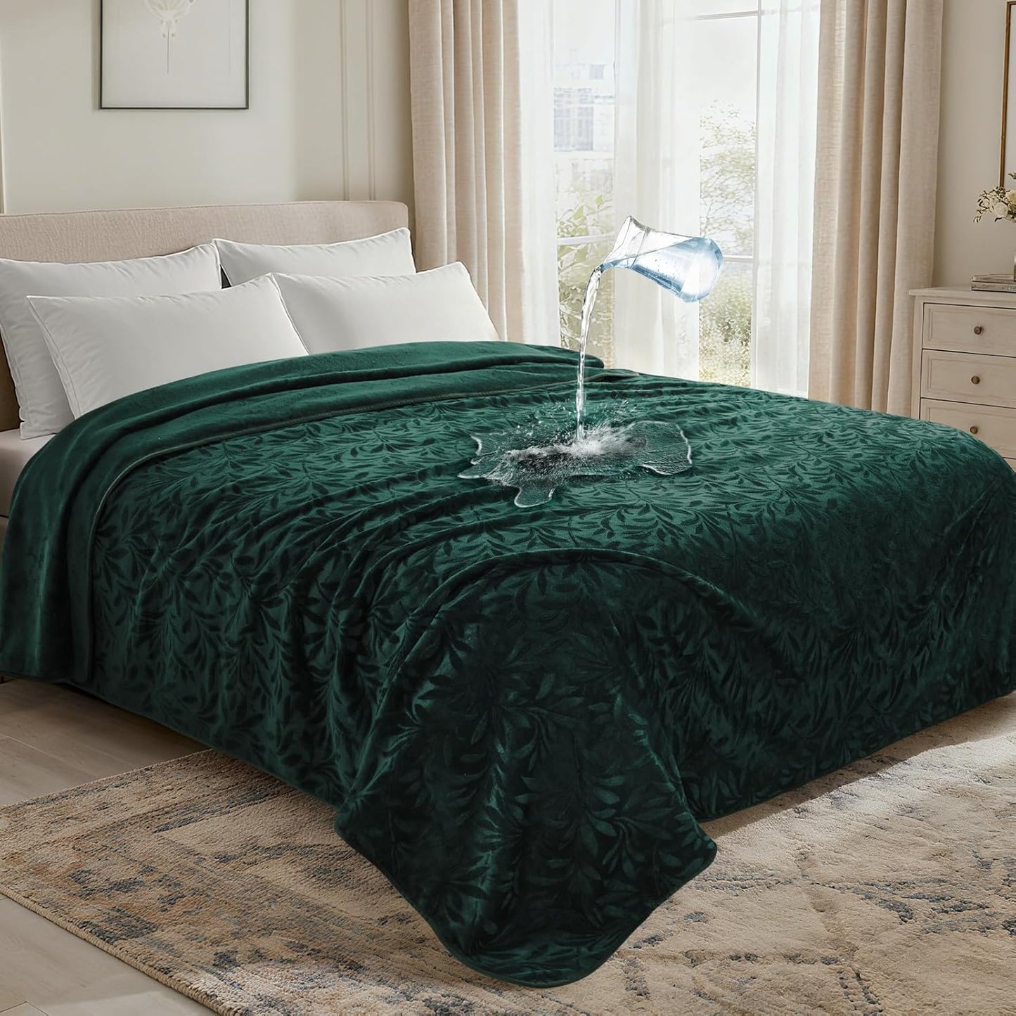 LOOBANI Waterproof Blanket for Bed: Soft Flannel Love Blanket 60"x80" for Twin Size Bed, Stain & Leak Proof Sofa Protector Waterproof Dog Blanket for Pets, Includes a Storage Bag