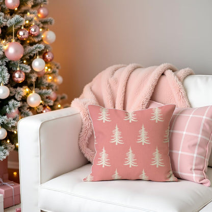 Christmas Pillow Covers 18x18 Inch Set of 2, Pink Christmas Decor