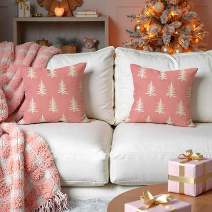 Christmas Pillow Covers 18x18 Inch Set of 2, Pink Christmas Decor