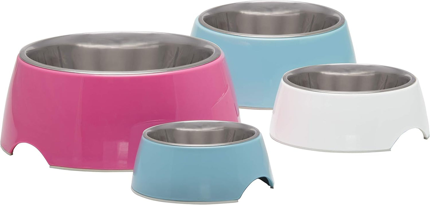 Loving Pets - Retro Bowl Dog Food Water Bowl No Tip Stainless Steel Elevated Pet Bowl No Skid Spill Proof (Medium, Pink)