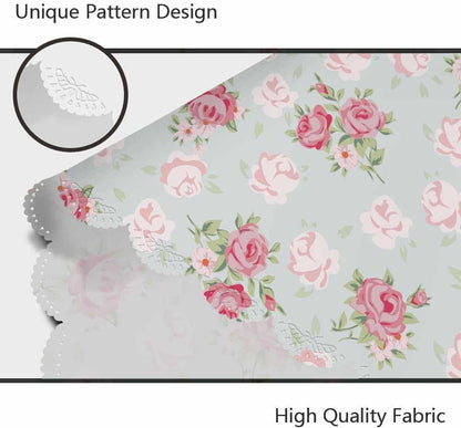 Pink Rose Table Cloth Chic Flowers Romantic Vintage Style Spring Round Tablecloth 60 Inch for Dining Room, Party, Banquet