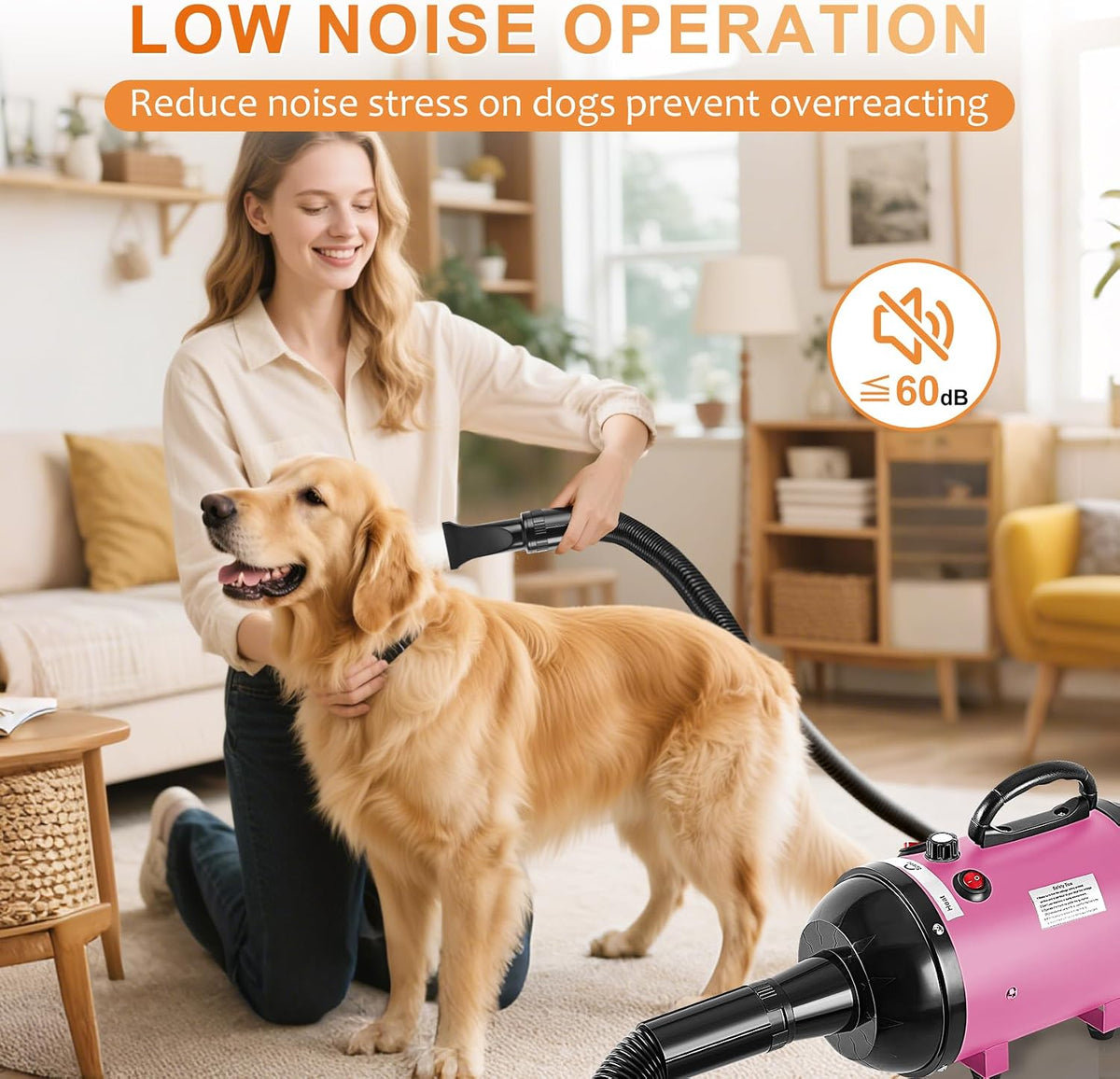 Dog Dryer for Pet Grooming,4.3HP/3200W Dog Hair Dryer,Pink