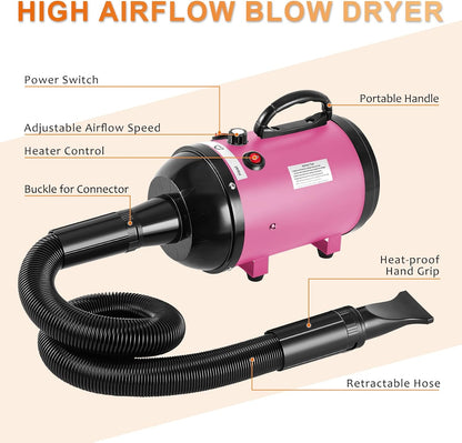 Dog Dryer for Pet Grooming,4.3HP/3200W Dog Hair Dryer,Pink