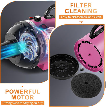 Dog Dryer for Pet Grooming,4.3HP/3200W Dog Hair Dryer,Pink