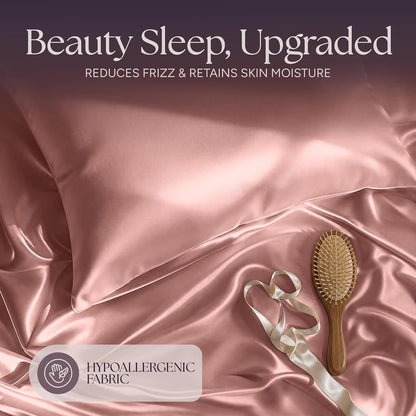 Satin Sheets King Size – 4 Piece Luxury Silky Bed Set, Softer Than Silk, 15" Deep Pocket, Cooling & Wrinkle-Free, Moisture-Wicking & Breathable for Hair & Skin (Blush Pink)