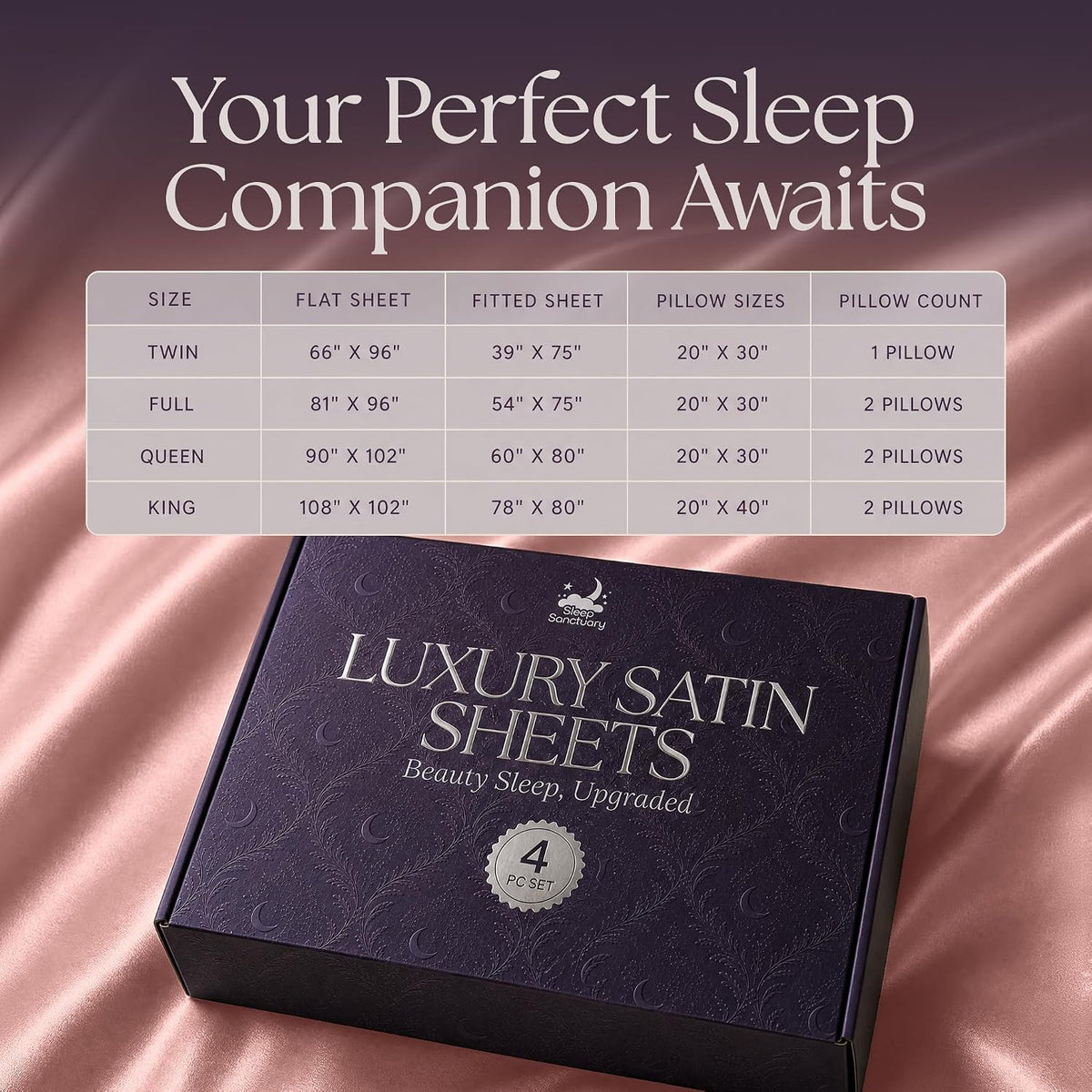 Satin Sheets King Size – 4 Piece Luxury Silky Bed Set, Softer Than Silk, 15" Deep Pocket, Cooling & Wrinkle-Free, Moisture-Wicking & Breathable for Hair & Skin (Blush Pink)