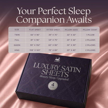 Satin Sheets King Size – 4 Piece Luxury Silky Bed Set, Softer Than Silk, 15" Deep Pocket, Cooling & Wrinkle-Free, Moisture-Wicking & Breathable for Hair & Skin (Blush Pink)